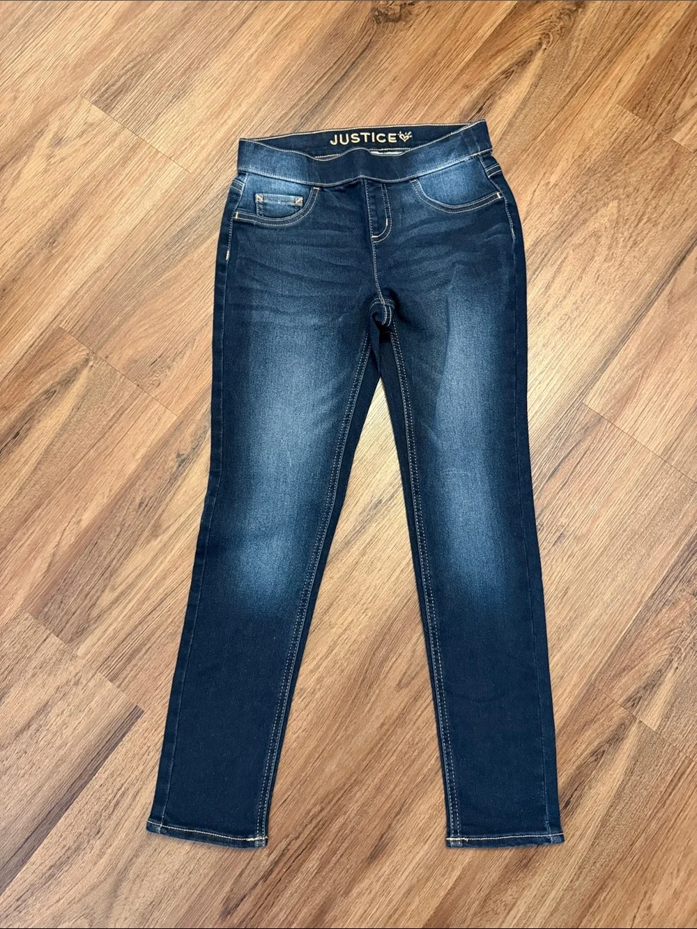 Justice Girls Dark Indigo Stretch Skinny Jeggings. Size 10